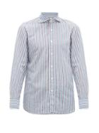 Matchesfashion.com Finamore 1925 - Geata Striped Cotton Blend Shirt - Mens - White Multi