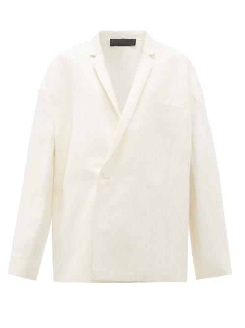 Matchesfashion.com Haider Ackermann - Pyjama Double Breasted Linen Blend Blazer - Womens - Ivory