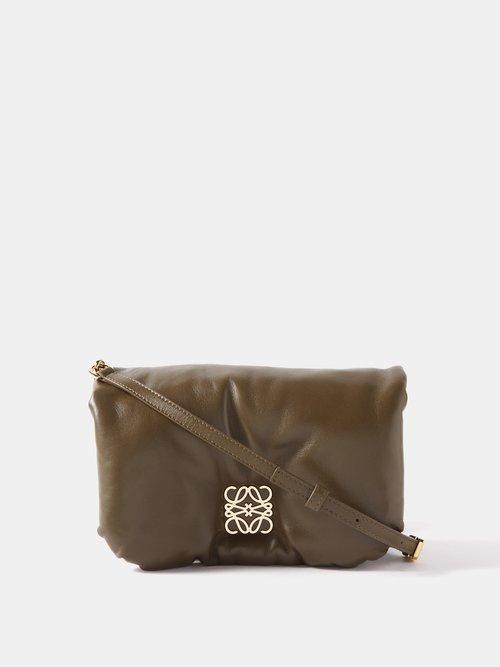 Loewe - Puffer Goya Padded-leather Shoulder Bag - Womens - Khaki