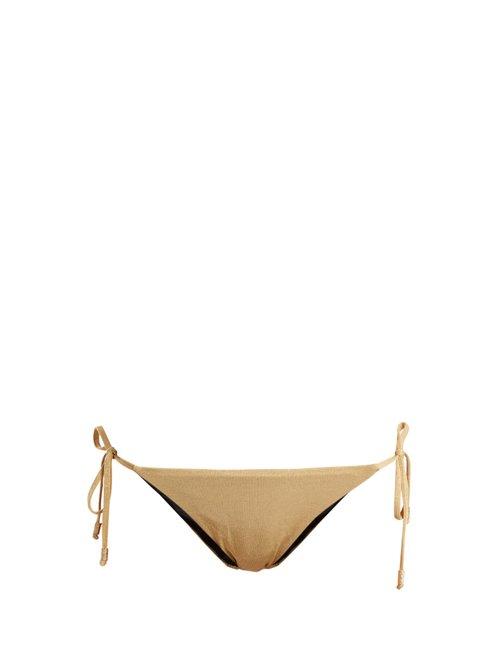 Matchesfashion.com Biondi - Tie Side Bikini Bottoms - Womens - Camel