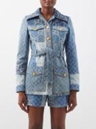 Gucci - Patchwork Gg-embroidered Denim Jacket - Womens - Denim