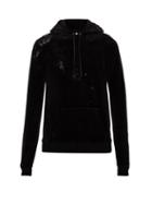 Matchesfashion.com Saint Laurent - Cotton Blend Velvet Hooded Sweatshirt - Mens - Black