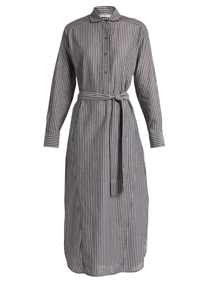 Vince Striped Cotton-voile Midi Dress