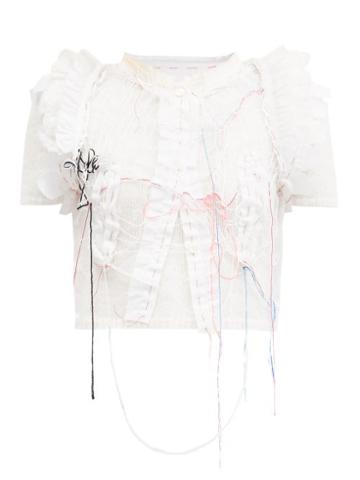 Matchesfashion.com Maison Margiela - Loose-thread Poplin-back Sweater - Womens - Cream