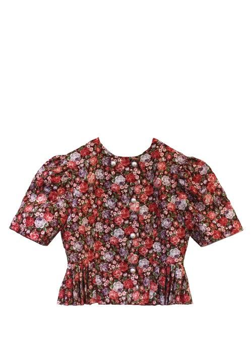 Ladies Rtw Batsheva - Kat Floral-print Poplin Jacket - Womens - Red Multi