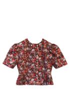 Ladies Rtw Batsheva - Kat Floral-print Poplin Jacket - Womens - Red Multi