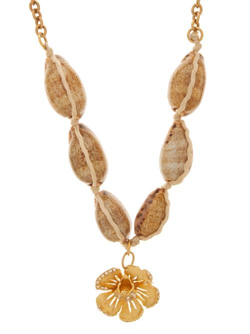 Matchesfashion.com Marine Serre - Crystal-studded Floral Necklace - Womens - Beige