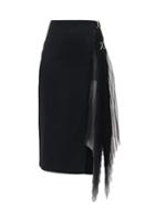 Matchesfashion.com David Koma - Side-pleated Tulle-panelled Crepe Skirt - Womens - Black