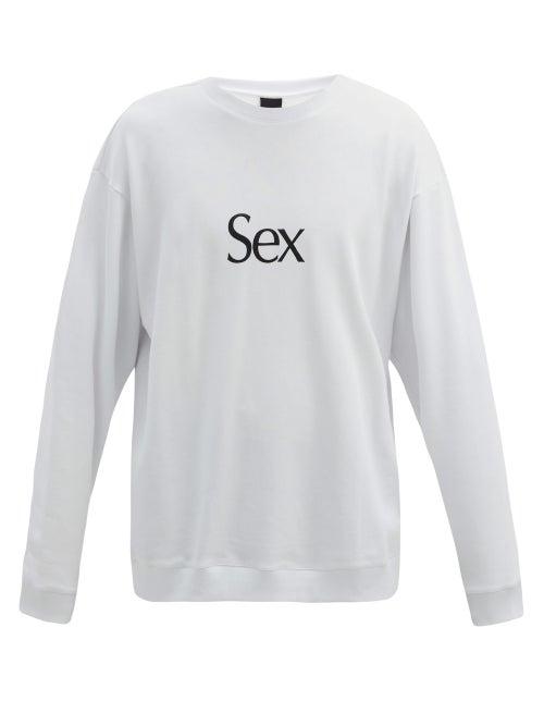 Matchesfashion.com More Joy By Christopher Kane - Sex-print Cotton-jersey Sweatshirt - Mens - White