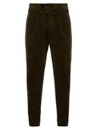 Matchesfashion.com Oliver Spencer - Pleated Cotton Blend Corduroy Trousers - Mens - Green