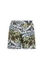 Matchesfashion.com Aries - Animal Print Jersey Shorts - Mens - Blue Multi