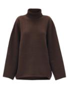 Matchesfashion.com Totme - Cambridge Roll-neck Wool-blend Sweater - Womens - Dark Brown