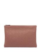 Matchesfashion.com Bottega Veneta - Intrecciato Leather Pouch - Womens - Dark Pink