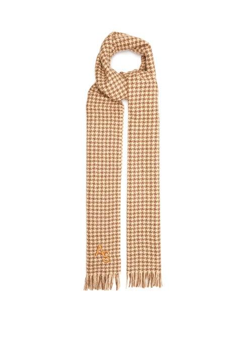 Acne Studios - Ville Logo-embroidered Wool-blend Scarf - Womens - Beige Multi