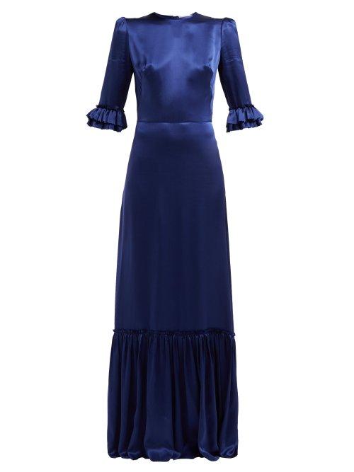 Matchesfashion.com The Vampire's Wife - Festival Ruffled Silk Satin Maxi Dress - Womens - Navy