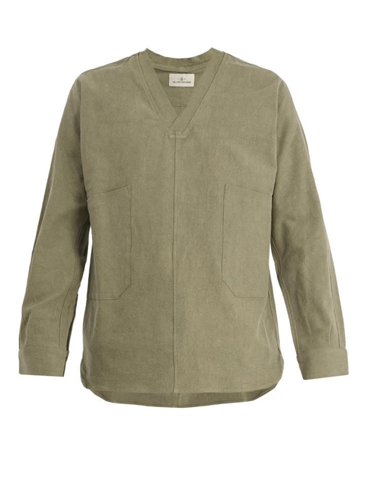 The Lost Explorer Dingo V-neck Linen-blend Shirt