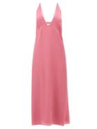 Raey - Bust-cup Deep V-neck Silk Slip Dress - Womens - Pink