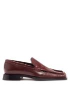 Jil Sander - Ruched Leather Loafers - Womens - Burgundy