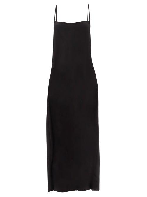 Ladies Rtw Raey - Thin-strap Straight-neck Silk Slip Dress - Womens - Black
