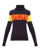 Matchesfashion.com Perfect Moment - Ski Intarsia Roll Neck Wool Sweater - Womens - Navy