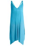 Matchesfashion.com Pleats Please Issey Miyake - Pleated V Neck Dress - Womens - Mid Blue
