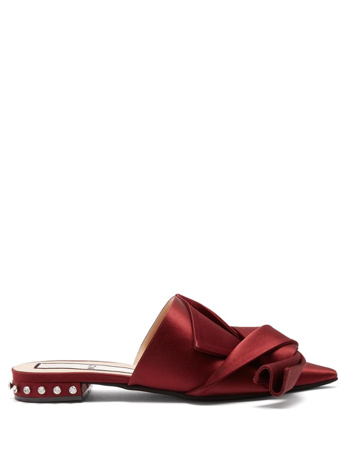 No. 21 Twisted-satin Point-toe Slipper Shoes