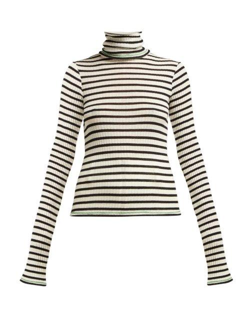 Matchesfashion.com La Fetiche - Biba Striped Roll Neck Wool Sweater - Womens - Black