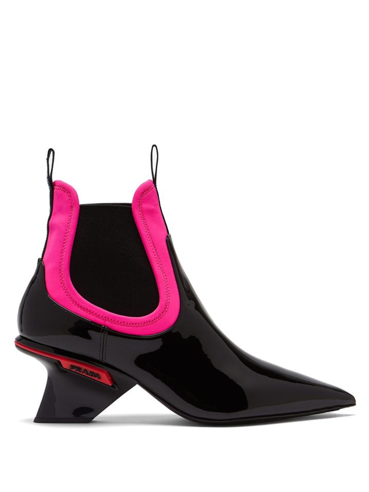 Prada Neoprene And Patent-leather Ankle Boots