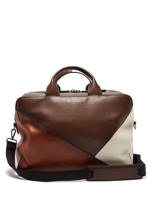 Matchesfashion.com Berluti - Cube Patchwork Leather Travel Bag - Mens - Brown Multi