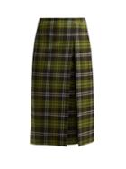 Matchesfashion.com Connolly - Checked Wool Blend Skirt - Womens - Green Multi