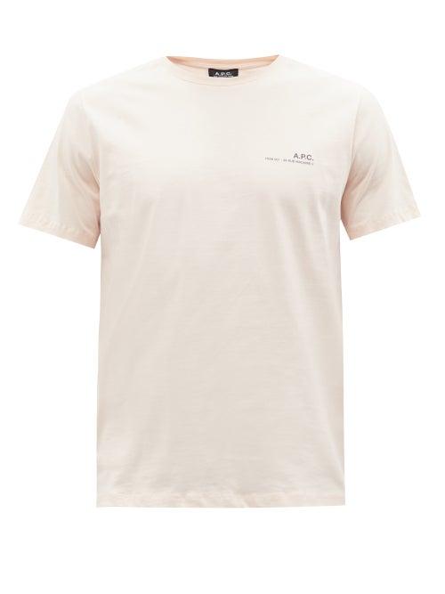 A.p.c. - Item Logo-print Cotton-jersey T-shirt - Mens - Light Pink