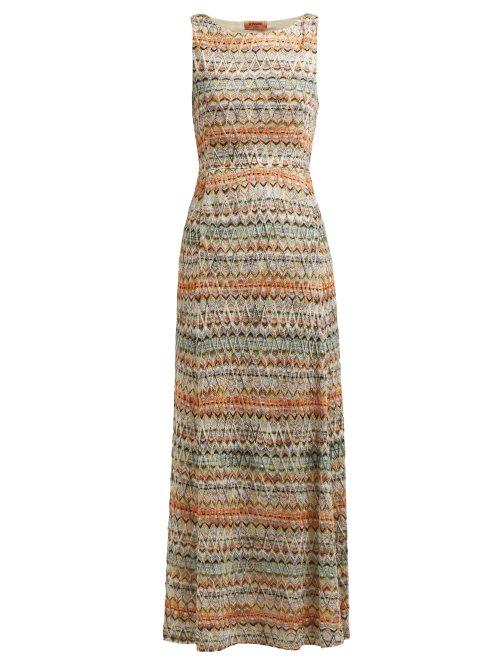 Matchesfashion.com Missoni - Zigzag Knit Maxi Dress - Womens - Multi Stripe