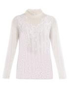 Matchesfashion.com Valentino - High Neck Chantilly Lace Blouse - Womens - White