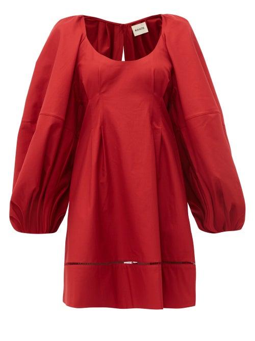 Matchesfashion.com Khaite - Madison Open Back Cotton Dress - Womens - Burgundy