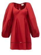 Matchesfashion.com Khaite - Madison Open Back Cotton Dress - Womens - Burgundy