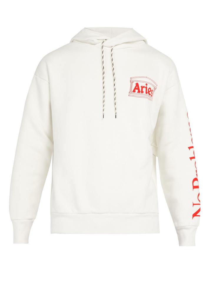Aries Logo Cotton Hooded Sweatshirt