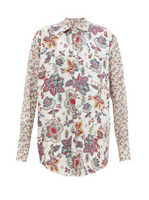 Matchesfashion.com Marine Serre - Floral-print Recycled-cotton Shirt - Womens - Ivory Multi