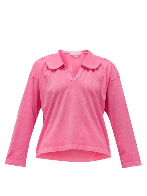 Matchesfashion.com Comme Des Garons Comme Des Garons - Peter Pan-collar Cotton-jersey Shirt - Womens - Pink
