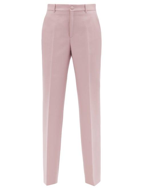 Gucci - Tapered Wool-blend Panama Suit Trousers - Womens - Pink