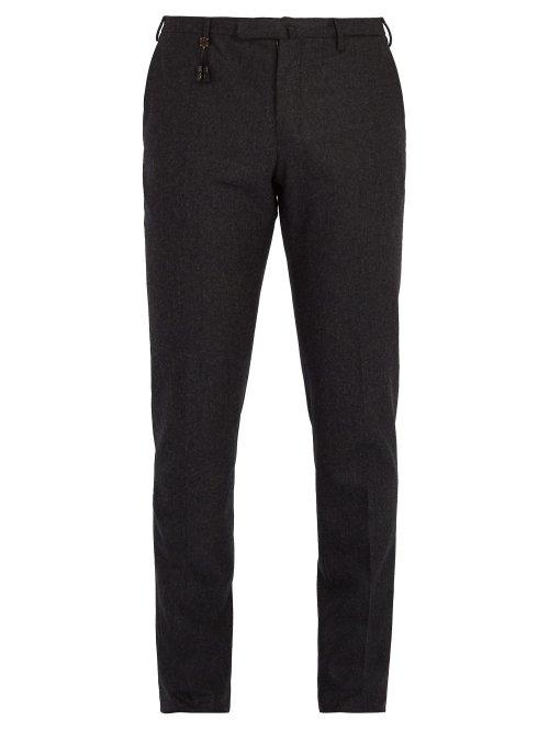 Matchesfashion.com Incotex - Slim Leg Wool Trousers - Mens - Charcoal