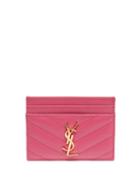 Saint Laurent - Ysl-plaque Quilted-leather Cardholder - Womens - Fuchsia