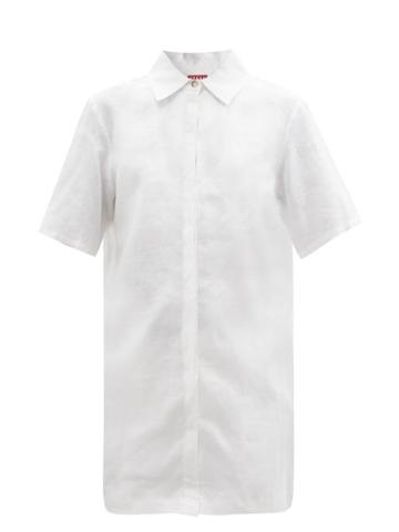 Ladies Rtw Staud - Pallas Point-collar Linen Shirt - Womens - White