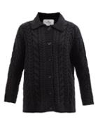 Mr Mittens - Spread-collar Cable-knit Wool Cardigan - Womens - Black