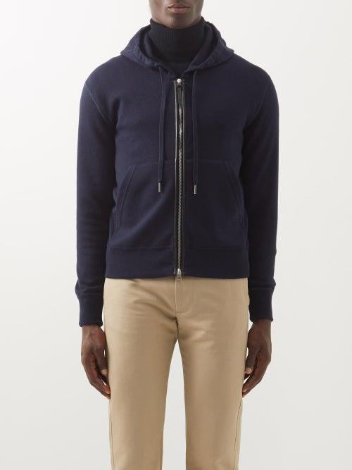 Tom Ford - Drawstring-hood Cotton-blend Jersey Track Jacket - Mens - Blue