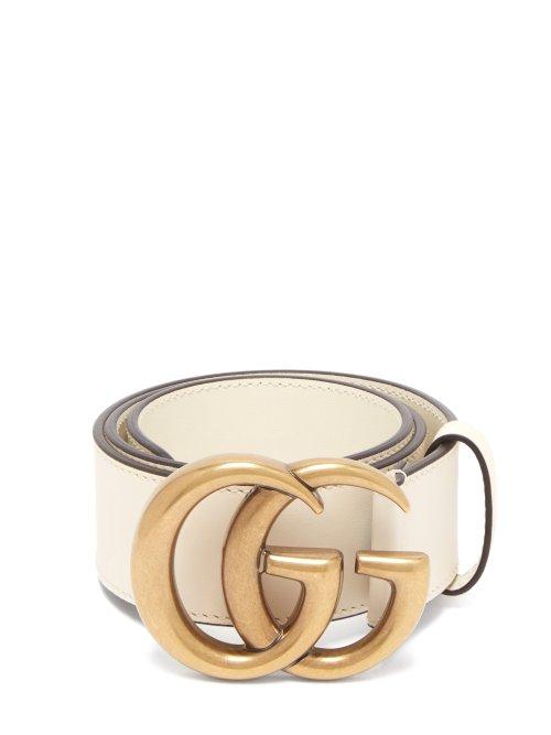 Matchesfashion.com Gucci - Gg Logo Leather Belt - Womens - White