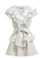 Matchesfashion.com Innika Choo - Ruffled Floral Embroidered Linen Mini Dress - Womens - Grey