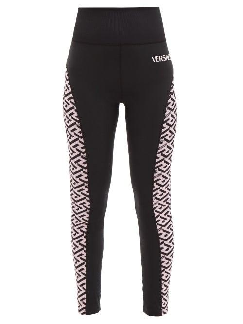 Versace - Greca-print Jersey Leggings - Womens - Black