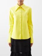A.w.a.k.e. Mode - Point-collar Faux-leather Shirt - Womens - Yellow