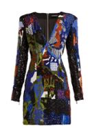 Matchesfashion.com Balmain - Graffiti Bead Embroidered Mini Dress - Womens - Multi