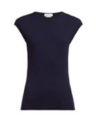 Matchesfashion.com Gabriela Hearst - Ryan Cap Sleeve Wool Blend Top - Womens - Navy